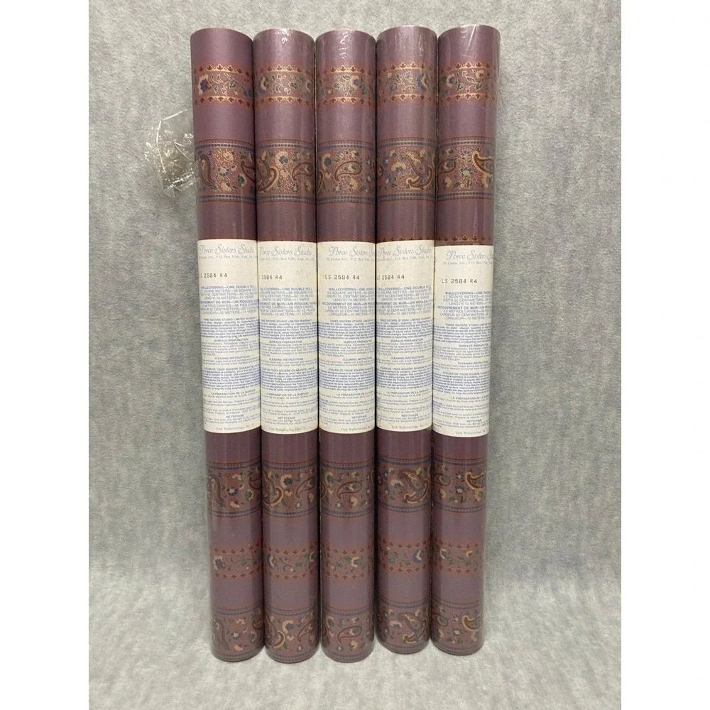 York‎ Vintage 5 Rolls Three Sisters Studio Wallpaper LS 2584 R4 Paisley Floral
